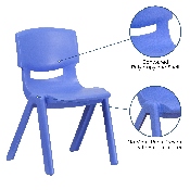 2 Pack Blue Plastic Stackable School Chair with 15.5" Seat Height, 2-YU-YCX-005-BLUE-GG