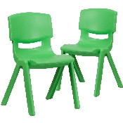 2 Pack Green Plastic Stackable School Chair with 15.5