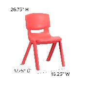 2 Pack Red Plastic Stackable School Chair with 15.5" Seat Height, 2-YU-YCX-005-RED-GG