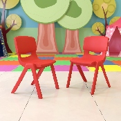 2 Pack Red Plastic Stackable School Chair with 15.5" Seat Height, 2-YU-YCX-005-RED-GG