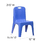 2 Pack Blue Plastic Stackable School Chair with Carrying Handle and 11" Seat Height, 2-YU-YCX-011-BLUE-GG