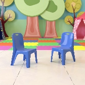 2 Pack Blue Plastic Stackable School Chair with Carrying Handle and 11" Seat Height, 2-YU-YCX-011-BLUE-GG