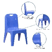 2 Pack Blue Plastic Stackable School Chair with Carrying Handle and 11" Seat Height, 2-YU-YCX-011-BLUE-GG
