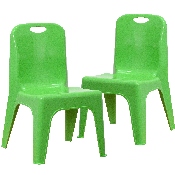 2 Pack Green Plastic Stackable School Chair with Carrying Handle and 11" Seat Height, 2-YU-YCX-011-GREEN-GG