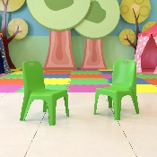 2 Pack Green Plastic Stackable School Chair with Carrying Handle and 11" Seat Height, 2-YU-YCX-011-GREEN-GG