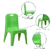 2 Pack Green Plastic Stackable School Chair with Carrying Handle and 11" Seat Height, 2-YU-YCX-011-GREEN-GG