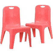 2 Pack Red Plastic Stackable School Chair with Carrying Handle and 11