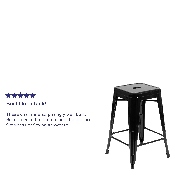 24" High Metal Counter-Height, Indoor Bar Stool in Black - Stackable Set of 4, 4-ET-31320-24-BK-R-GG