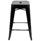 24" High Metal Counter-Height, Indoor Bar Stool in Black - Stackable Set of 4, 4-ET-31320-24-BK-R-GG