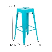 30" High Metal Indoor Bar Stool in Teal - Stackable Set of 4, 4-ET-31320-30-TL-R-GG
