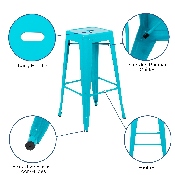 30" High Metal Indoor Bar Stool in Teal - Stackable Set of 4, 4-ET-31320-30-TL-R-GG