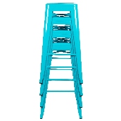 30" High Metal Indoor Bar Stool in Teal - Stackable Set of 4, 4-ET-31320-30-TL-R-GG