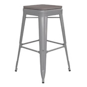 Cierra Set of 4 Commercial Grade 30" High Backless Teal Metal Indoor Bar Height Stools with Teal-Blue All-Weather Poly Resin Seats, 4-ET-31320-30-TL-R-PL2C-GG