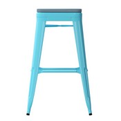 Cierra Set of 4 Commercial Grade 30" High Backless Teal Metal Indoor Bar Height Stools with Teal-Blue All-Weather Poly Resin Seats, 4-ET-31320-30-TL-R-PL2C-GG