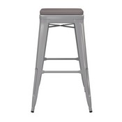 Cierra Set of 4 Commercial Grade 30" High Backless Teal Metal Indoor Bar Height Stools with Teal-Blue All-Weather Poly Resin Seats, 4-ET-31320-30-TL-R-PL2C-GG