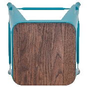24" High Metal Counter-Height, Indoor Bar Stool with Wood Seat in Teal - Stackable Set of 4, 4-ET-31320W-24-TL-R-GG