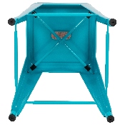 24" High Metal Counter-Height, Indoor Bar Stool with Wood Seat in Teal - Stackable Set of 4, 4-ET-31320W-24-TL-R-GG