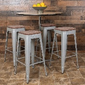 30" High Metal Indoor Bar Stool with Wood Seat in Silver - Stackable Set of 4, 4-ET-31320W-30-SV-R-GG