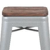 30" High Metal Indoor Bar Stool with Wood Seat in Silver - Stackable Set of 4, 4-ET-31320W-30-SV-R-GG