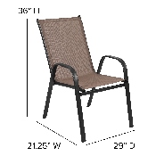 4 Pack Brazos Series Brown Outdoor Stack Chair with Flex Comfort Material and Metal Frame, 4-JJ-303C-B-GG
