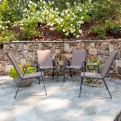 4 Pack Brazos Series Brown Outdoor Stack Chair with Flex Comfort Material and Metal Frame, 4-JJ-303C-B-GG