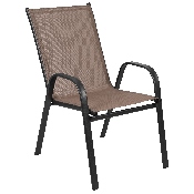 4 Pack Brazos Series Brown Outdoor Stack Chair with Flex Comfort Material and Metal Frame, 4-JJ-303C-B-GG