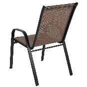 4 Pack Brazos Series Brown Outdoor Stack Chair with Flex Comfort Material and Metal Frame, 4-JJ-303C-B-GG