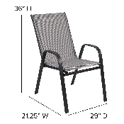 4 Pack Brazos Series Gray Outdoor Stack Chair with Flex Comfort Material and Metal Frame, 4-JJ-303C-G-GG