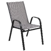 4 Pack Brazos Series Gray Outdoor Stack Chair with Flex Comfort Material and Metal Frame, 4-JJ-303C-G-GG
