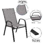 4 Pack Brazos Series Gray Outdoor Stack Chair with Flex Comfort Material and Metal Frame, 4-JJ-303C-G-GG