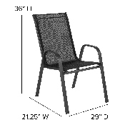 4 Pack Brazos Series Black Outdoor Stack Chair with Flex Comfort Material and Metal Frame, 4-JJ-303C-GG