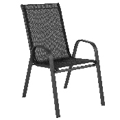 4 Pack Brazos Series Black Outdoor Stack Chair with Flex Comfort Material and Metal Frame, 4-JJ-303C-GG
