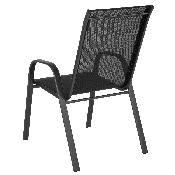 4 Pack Brazos Series Black Outdoor Stack Chair with Flex Comfort Material and Metal Frame, 4-JJ-303C-GG