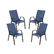 4 Pack Brazos Series Navy Outdoor Stack Chair with Flex Comfort Material and Metal Frame, 4-JJ-303C-NV-GG