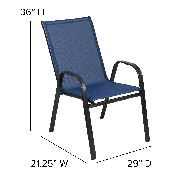 4 Pack Brazos Series Navy Outdoor Stack Chair with Flex Comfort Material and Metal Frame, 4-JJ-303C-NV-GG