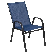 4 Pack Brazos Series Navy Outdoor Stack Chair with Flex Comfort Material and Metal Frame, 4-JJ-303C-NV-GG