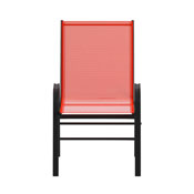 4 Pack Brazos Series Red Outdoor Stack Chair with Flex Comfort Material and Metal Frame, 4-JJ-303C-RD-GG