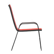 4 Pack Brazos Series Red Outdoor Stack Chair with Flex Comfort Material and Metal Frame, 4-JJ-303C-RD-GG