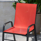 4 Pack Brazos Series Red Outdoor Stack Chair with Flex Comfort Material and Metal Frame, 4-JJ-303C-RD-GG