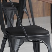 Perry Set of 4 Poly Resin Wood Seat with Rounded Edges for Colorful Metal Chairs and Stools in Black, 4-JJ-SEA-PL01-BK-GG