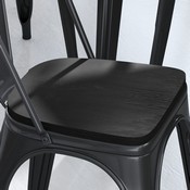 Perry Set of 4 Poly Resin Wood Seat with Rounded Edges for Colorful Metal Chairs and Stools in Black, 4-JJ-SEA-PL01-BK-GG