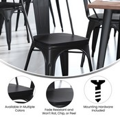 Perry Set of 4 Poly Resin Wood Seat with Rounded Edges for Colorful Metal Chairs and Stools in Black, 4-JJ-SEA-PL01-BK-GG