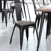 Perry Set of 4 Poly Resin Wood Seat with Rounded Edges for Colorful Metal Chairs and Stools in Gray, 4-JJ-SEA-PL01-GY-GG
