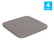 Perry Set of 4 Poly Resin Wood Seat with Rounded Edges for Colorful Metal Chairs and Stools in Gray, 4-JJ-SEA-PL01-GY-GG