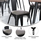 Perry Set of 4 Poly Resin Wood Seat with Rounded Edges for Colorful Metal Chairs and Stools in Gray, 4-JJ-SEA-PL01-GY-GG