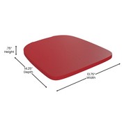 Perry Set of 4 Poly Resin Wood Seat with Rounded Edges for Colorful Metal Chairs and Stools in Red, 4-JJ-SEA-PL01-RED-GG