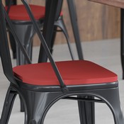 Perry Set of 4 Poly Resin Wood Seat with Rounded Edges for Colorful Metal Chairs and Stools in Red, 4-JJ-SEA-PL01-RED-GG