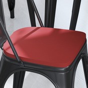Perry Set of 4 Poly Resin Wood Seat with Rounded Edges for Colorful Metal Chairs and Stools in Red, 4-JJ-SEA-PL01-RED-GG