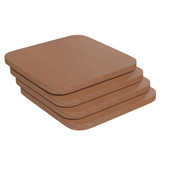 Perry Set of 4 Poly Resin Wood Seat with Rounded Edges for Colorful Metal Chairs and Stools in Teak, 4-JJ-SEA-PL01-TEAK-GG