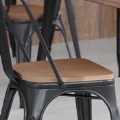 Perry Set of 4 Poly Resin Wood Seat with Rounded Edges for Colorful Metal Chairs and Stools in Teak, 4-JJ-SEA-PL01-TEAK-GG